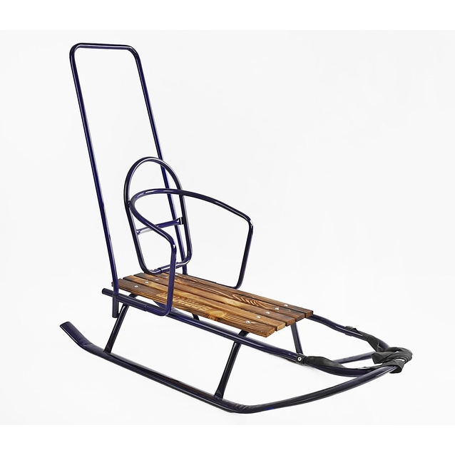 Сани зйомна спинка, з ручкою, плоскі полози, Ц18083 сині фото westvelo.com