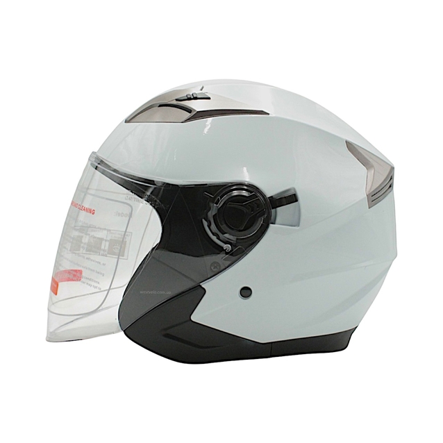 Мото шолом, відкритий (S) (55-56см) BLD-708 білий глянець з відкидними окулярами фото westvelo.com