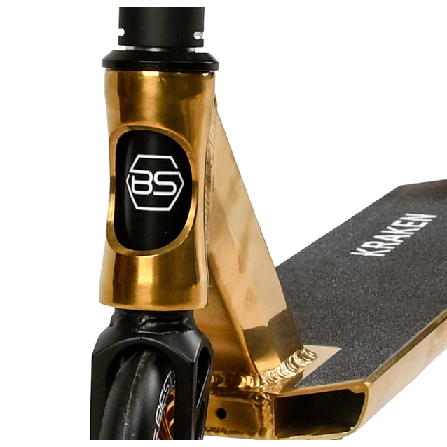 Самокат трюковий Best Scooter «KRAKEN» KR-93091 золотий, HIC-система, пеги, AL диск та дека, колеса PU Ø110mm, ширина керма - 58 см фото westvelo.com