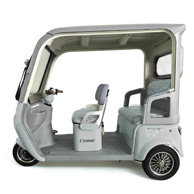 Трицикл з дашком Corso «TWIST» WS-206225, двигун 1500W, акумулятор 72V 30Ah літій-залізо-фосфатний, сірий, колеса 10" фото westvelo.com
