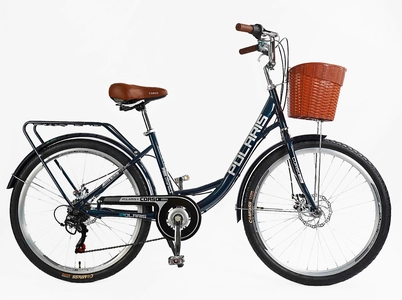 Міський велосипед 26 ST Corso «POLARIS» PS-12833 сталь 16,5", (к-т SHIMANO) синій (+к/к/б)