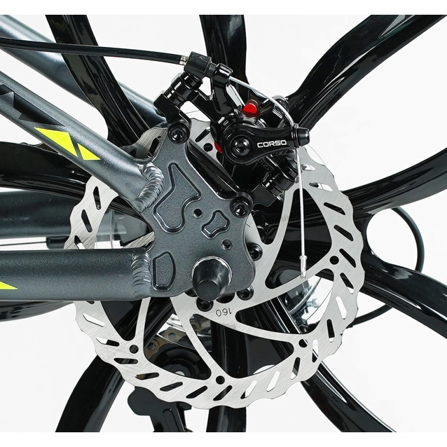 Велосипед 26 AL Corso «SPIDER» SP-26775 алюміній 13", (к-т SHIMANO) графітово-жовтий фото westvelo.com