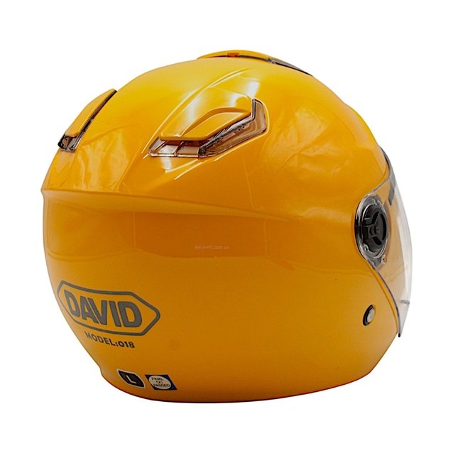 Мото шолом, відкритий (L 59-60) "DAVID" D018 жовтий глянцевий фото westvelo.com