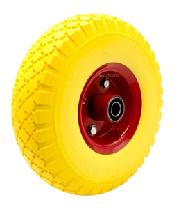Колесо тачки жовте "4" 3.00-4 під вісь Ø16, пінополіуретанове