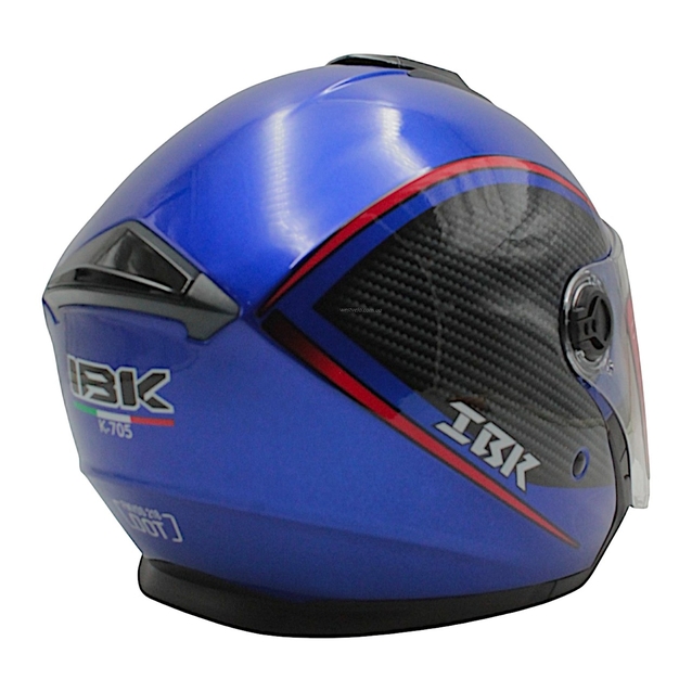 Мото шолом, відкритий (L) "IBK" 705, синій карбон з відкідними окулярами фото westvelo.com