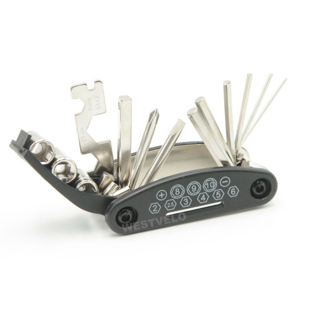 Мультитул чорний 6-гранники+головки KL-9802 (16 елементів) фото westvelo.com