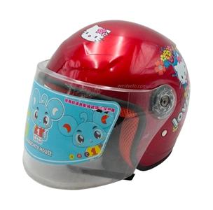Мото шолом дитячий, відкритий (S) "908", Hello Kitty, червоний