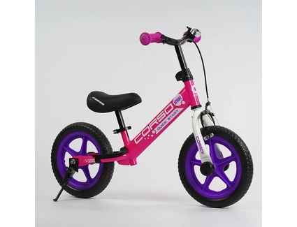 Велобіг 12 Corso, колеса - EVA (піна), сталева рама 74822 ручне гальмо, рожево-фіолетовий, підставка для ніг, підніжка