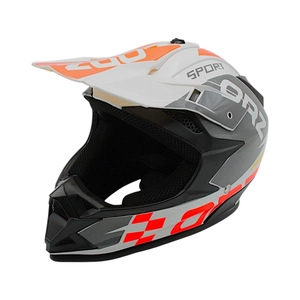 Шолом, закритий крос/ендуро (XL) ORZ 113-3, біло-помаранчево-сірий
