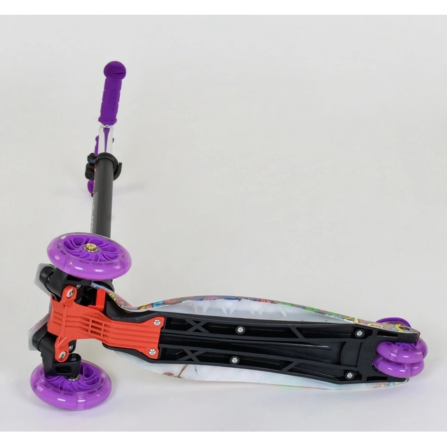 Самокат дитячий 3-х колісний, Best Scooter «MAXI» 2464 / 779-1390 фіолетовий, колеса PU Ø120mm/80mm зі світлом, пластмасовий, трубка керма алюмінієва фото westvelo.com