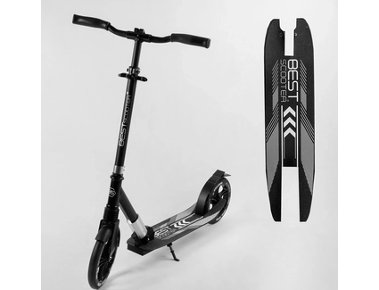 Самокат дитячий 2-х колісний, PU Best Scooter 41629 чорний, колеса Ø230-215mm, AL, 1 амортизатор передній