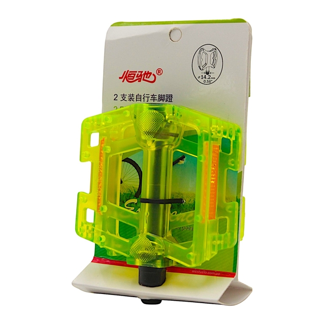 Педалі полікарбонат Hengchi FPD-287, прозорий, салатові (Тайвань) фото westvelo.com