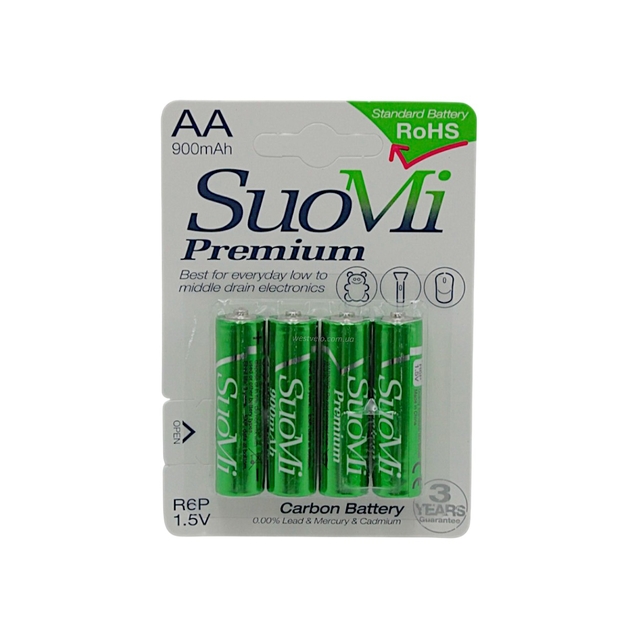 Батарейки пальчикові «SuoMi» C 66690, АА 1,5V (4шт) (900mAh) фото westvelo.com