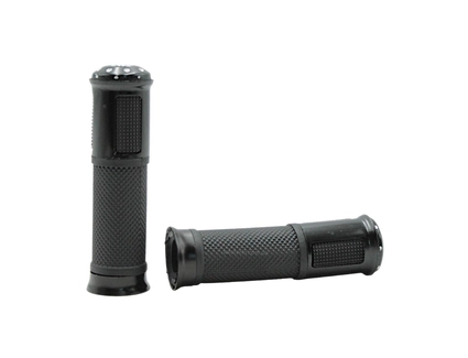 Мото гріпси GJCT з відбійником, чорні, Гума/Алюміній (тип2)