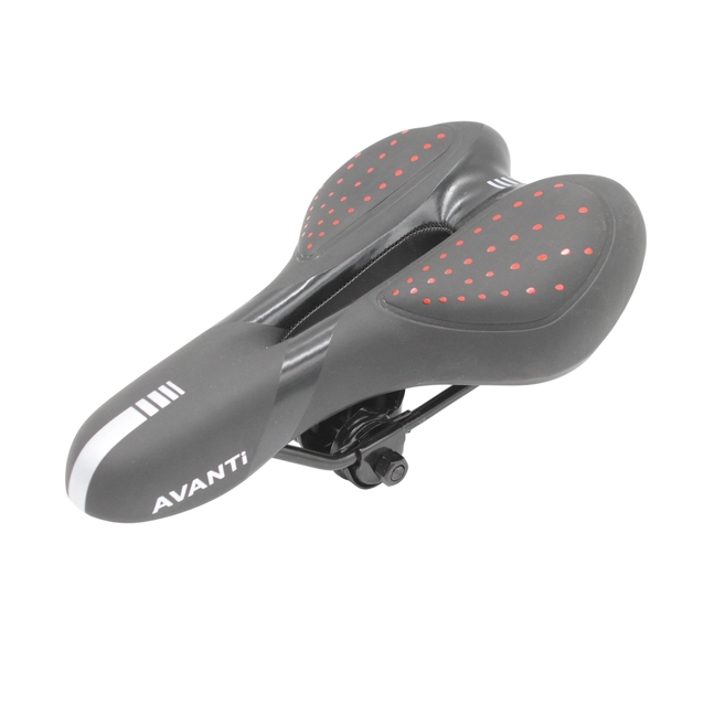 Сідло мтв з отвором гелеве AVANTI №523, чорне з червоними крапками фото westvelo.com