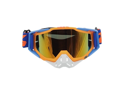 Мото окуляри Кросс-ендуро 100% 109-1-2, синьо-помаранчеві, дзеркальний візор (class B)
