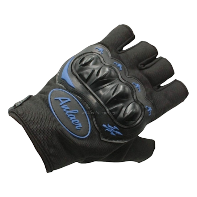 Рукавиці (тактичні) Aulaer, чорно-сині (з відкритими пальцями) фото westvelo.com