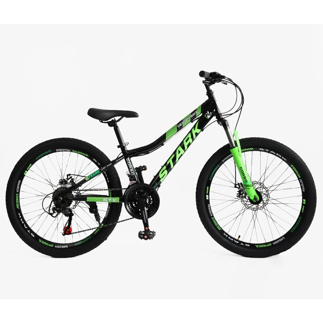 Велосипед 24 ST Corso «STARK» SK-24062 сталь 12", (к-т Saiguan) чорно-салатовий фото westvelo.com