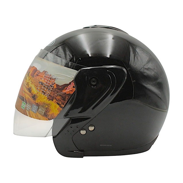 Мото шолом, відкритий (S) FXW HF-217 чорний глянець фото westvelo.com