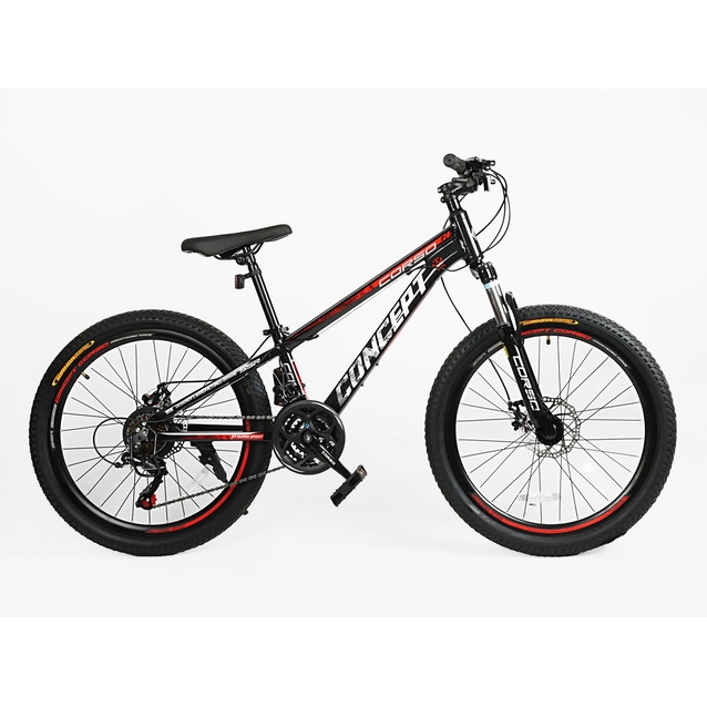 Велосипед 24 AL Corso «CONCEPT» CP-24266 алюміній 11", (к-т SHIMANO) чорно-червоний фото westvelo.com