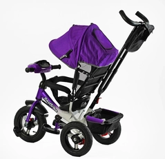 Дитячий велосипед 3-х колісний з батьківською ручкою, з дашком, надувні колеса Best Trike 3390 / 32-870 фіолетовий