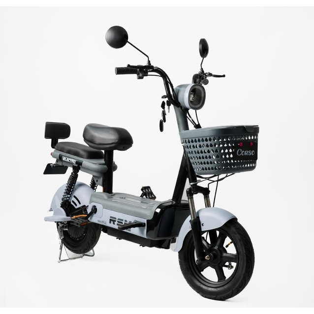 Електроскутер Corso «RSM» RS-30809, двигун 500W, акумулятор 48V/20Ah свинцево-кислотний, сірий, колеса 14" фото westvelo.com