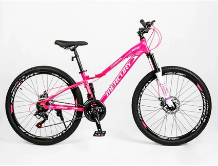 Велосипед 26 AL Corso «MERCURY» MR-26579 алюміній 13", (к-т SHIMANO) рожево-срібний