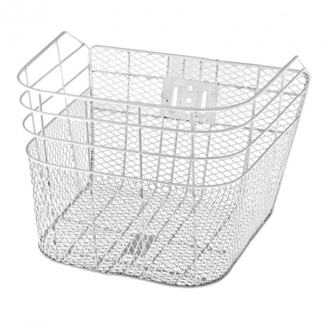 Кошик металевий косий, сітка-дріт, білий фото westvelo.com