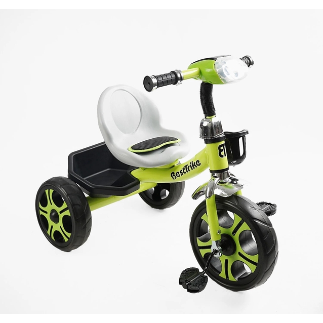 Дитячий велосипед 3-х колісний EVA (піна) Best Trike колеса 12-10, BS-25084 біло-салатовий, сталева рама, фара з музикою та світлом, кошик фото westvelo.com
