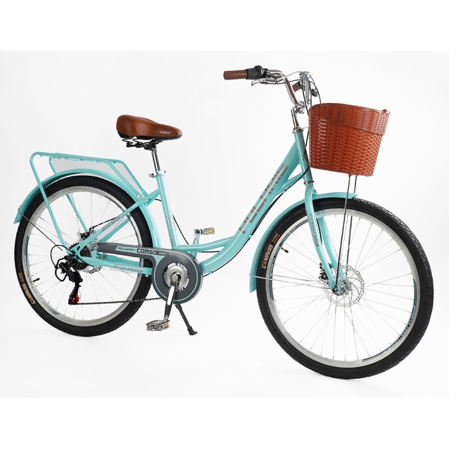 Міський велосипед 26 ST Corso «POLARIS» PS-63909 сталь 16,5", (к-т SHIMANO) блакитний (+к/к/б) фото westvelo.com