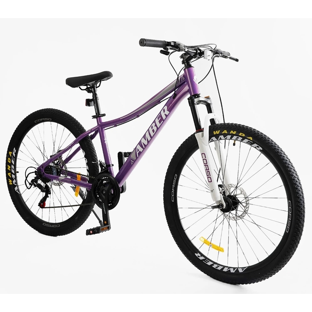 Велосипед 27.5 ST Corso «AMBER» MB-23960 сталь 15", (к-т SHIMANO) фіолетово-білий фото westvelo.com