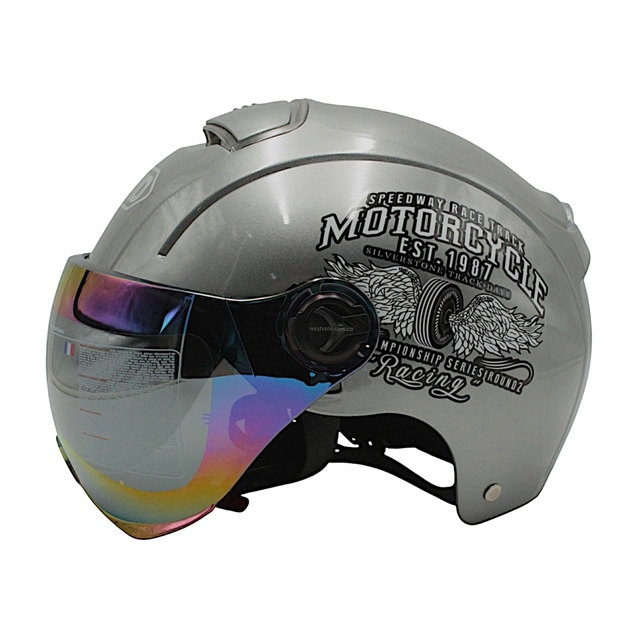 Мото шолом підлітковий, відкритий (M‑XL) DAVID S310C сірий глянцевий (ABS) фото westvelo.com