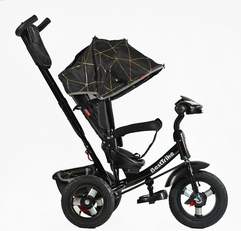 Дитячий велосипед 3-х колісний з батьківською ручкою, з дашком, надувні колеса Best Trike 3390/34-623 чорний