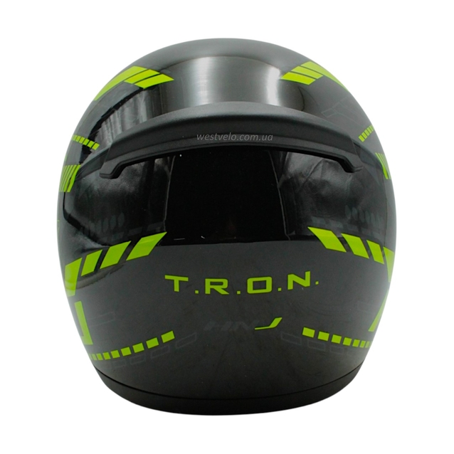 Мото шолом, закритий (L) HNJ TRON "1008-26" чорно-салатово сірий, глянцевий фото westvelo.com