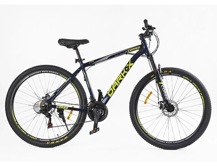 Велосипед 29 AL Corso «DARK-X» DX-29306 алюміній 19", (к-т SHIMANO) темно синьо-жовтий