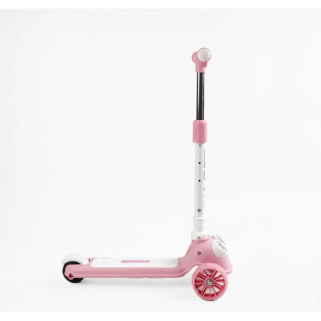 Самокат дитячий 3-х колісний, Skyper CL-4180 рожевий, колеса PU Ø125mm зі світлом, українське озвучування, підсвічування платформи, кермо складне фото westvelo.com