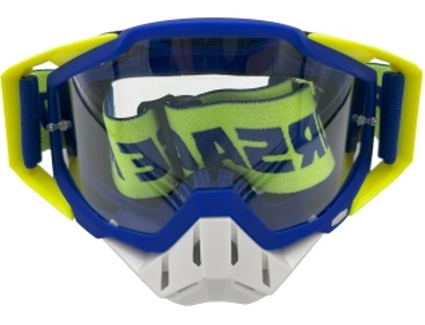 Мото окуляри Кросс-ендуро "MO-7" жовто-сині з прозорими лінзами