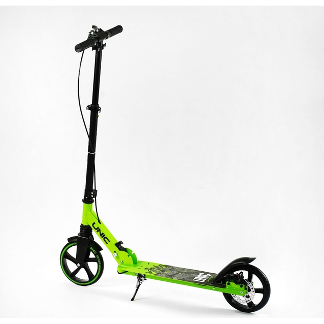 Самокат дитячий 2-х колісний, PU Skyper «UNIC» UN-36502 салатовий, колеса Ø200mm, ручне дискове гальмо, 1 амортизатор передній фото westvelo.com