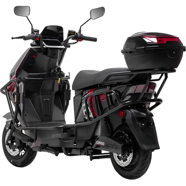 Електроскутер Corso «BULLET» BT-813216, двигун 2500W, акумулятор 72V 40Ah літій-залізо-фосфатний, чорно-червоний, колеса 12" фото westvelo.com