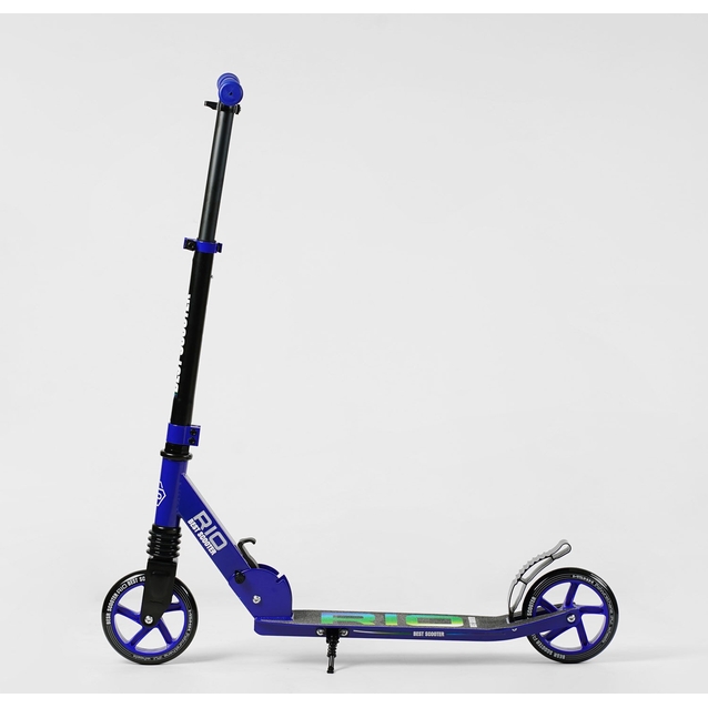 Самокат дитячий 2-х колісний, PU Best Scooter «RIO» 74099 синій, Ø145mm, передній амортизатор, AL гальмо