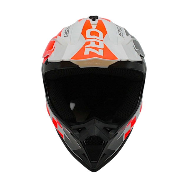 Шолом, закритий крос/ендуро (XXL) ORZ 113-3, біло-помаранчево-сірий фото westvelo.com