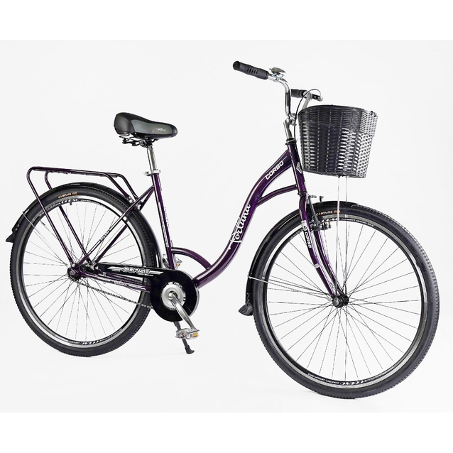 Міський велосипед 28 ST Corso «FORTUNA» FR-28077 сталь 20", темно фіолетовий2) (+к/к/б) кошик чорний фото westvelo.com