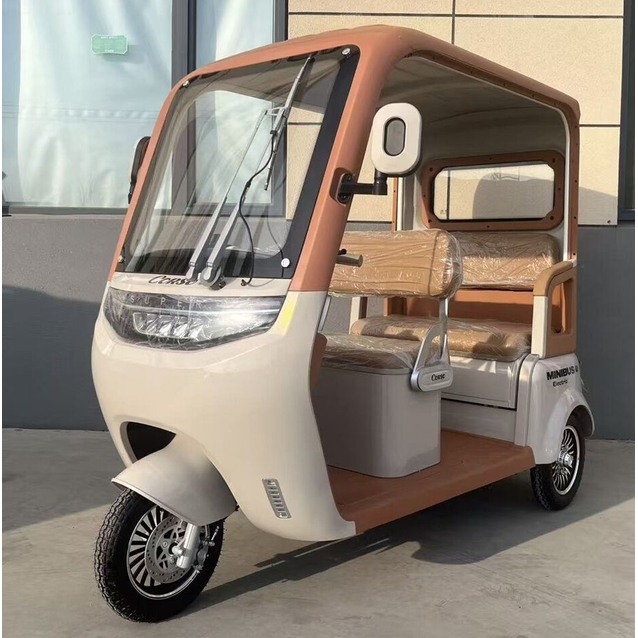 Трицикл з дашком Corso «MINIBUS» NB-440170, двигун 1500W, акумулятор 72V 36Ah графеновий, коричневий + 1 ящик. акум, колеса 10" фото westvelo.com