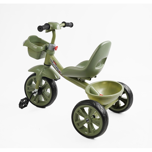 Дитячий велосипед 3-х колісний EVA (піна) Best Trike колеса 10-8, «Машинка» BS-60417 хакі, сталева рама, УКР.ОЗВУЧУВАННЯ, кошик фото westvelo.com