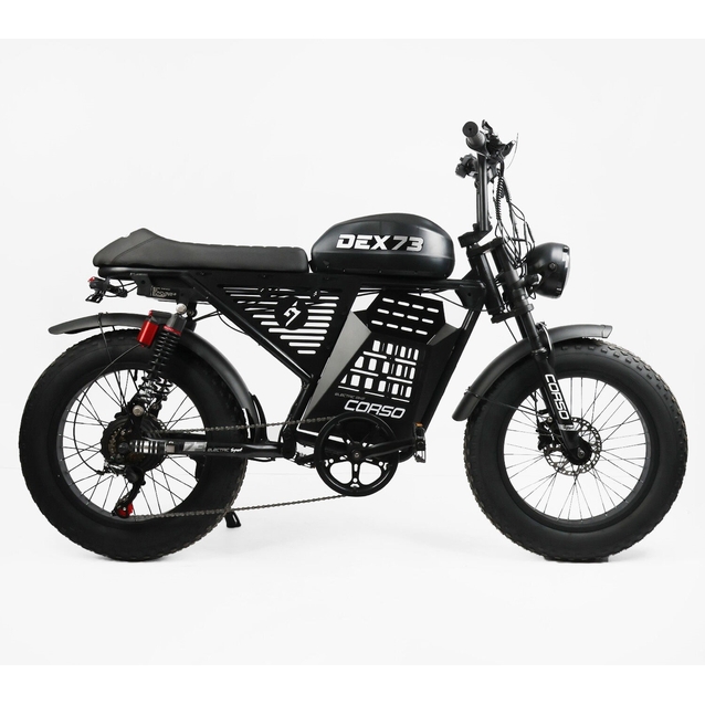Електрофетбайк 20 ST Corso «DEX-73» DX-22530 сталь, двигун 1200W, акумулятор 48V23Ah літієвий, (к-т SHIMANO) чорний фото westvelo.com