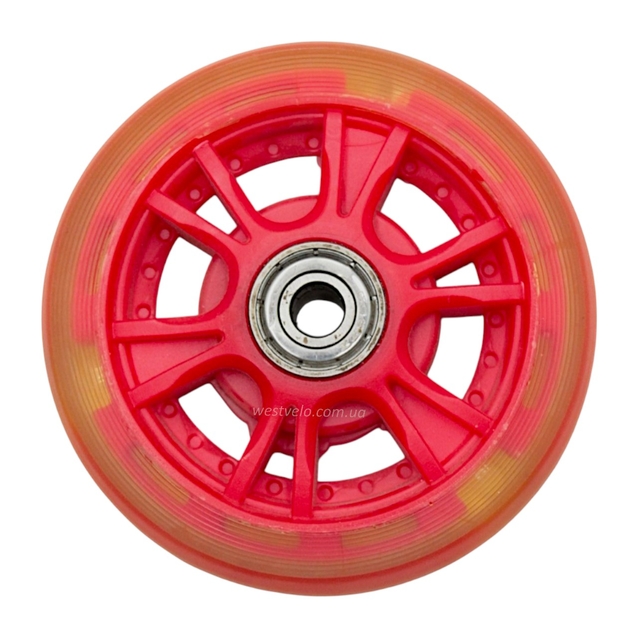 Колесо самоката дитячого поліуретан Ø90мм, діодне, червоний фото westvelo.com