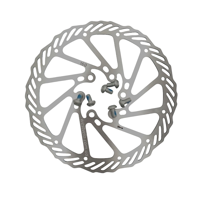 Гальмівний диск (ротор) Ø160мм під болти (+ болти) (тип 2) фото westvelo.com