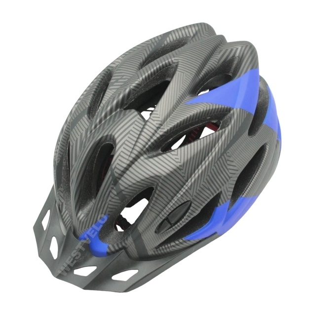 Вело шолом "Carbon" з мигалкою сіро-синій