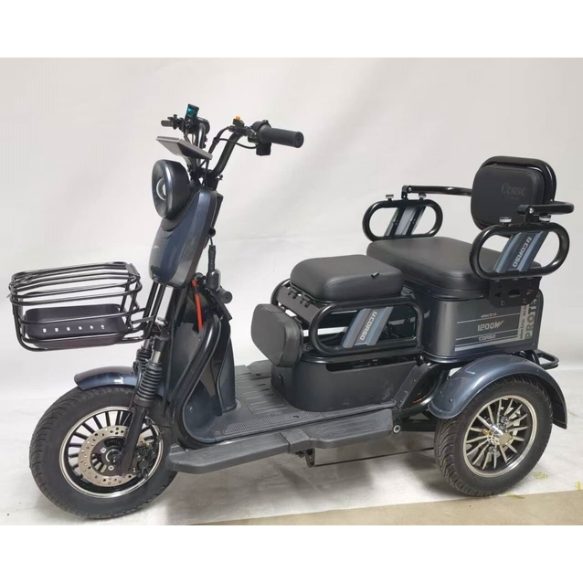 Трицикл Corso «PROTEX» PRX-702588, двигун 1200W, акумулятор 72V 23Ah графеновий, графітовий + 1 ящик. акум, колеса 10" фото westvelo.com