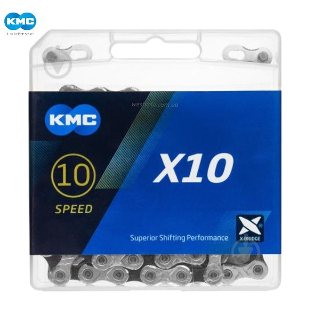 Ланцюг спорт 10 передач KMC X10 EL нікель + замок